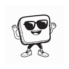 Cartoon retro groovy toast character image vector isolated on white background.