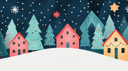 Winter Wonderland Village Illustration