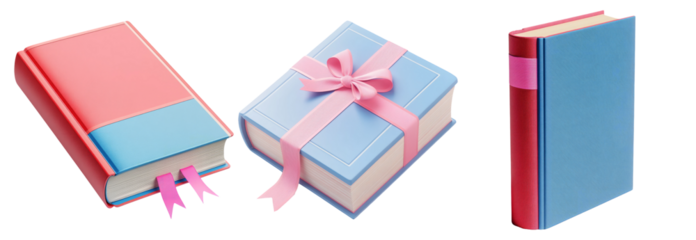 Colorful Books and Gifts on Transparent Background