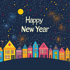 Fototapeta premium new year theme flat design background with text Happy New Year