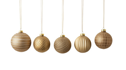 金色のクリスマスオーナメントをぶら下げ6個セット PNG 透過背景