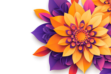 Two colorful paper cut Rangoli designs with yellow and purple colors -3
