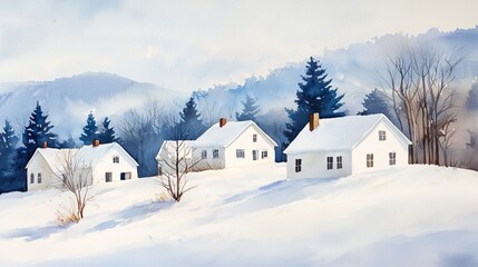 Naklejka premium Winter Wonderland Village.