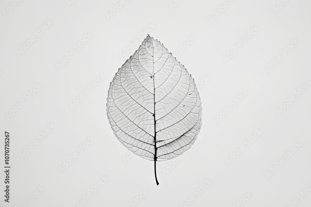 Poster a delicate leaf transparency highlighting intricate vein patterns on a light background during a cal