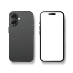 Smartphone models 16 black, isolated vector on white background