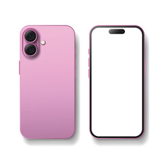 Smartphone models 16 pink, isolated vector on white background