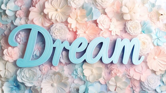 An inspiring backdrop filled with soft pastel colors, featuring the word "Dream" in an elegant cursive font, evoking a sense of calm and creativity.