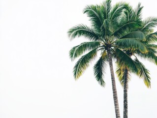 Obraz premium Lush Tropical Palm Trees Against Bright Sky