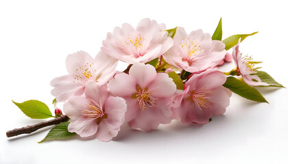 Obraz premium A striking composition of soft pink cherry blossoms arranged beautifully against a white background, capturing the essence of spring and natural beauty.