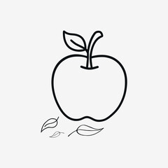 Apple line art vector with white background