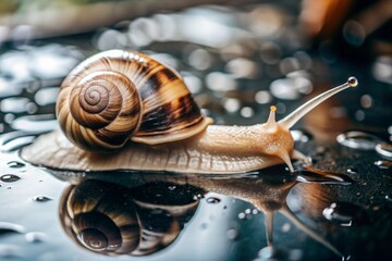 Snail on Wet Surface generative ai