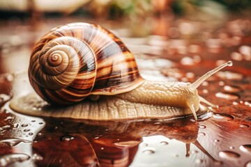 Snail on Wet Surface generative ai