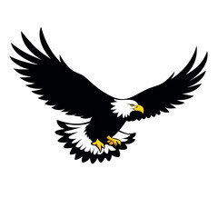 Obraz premium a bald eagle in flight vector art illustration isolated white background