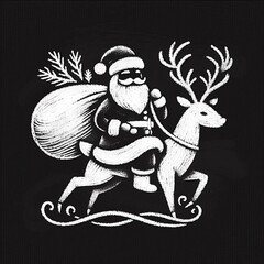 Fototapeta premium Santa Claus Riding a Reindeer