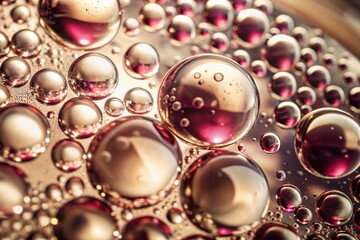 Vibrant Pink Oil Droplets in Water generative ai