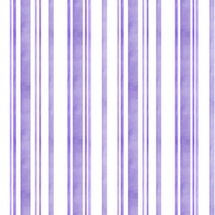 Vertical abstract wide and narrow parallel pastel purple stripes watercolor seamless pattern. Hand drawn brush strokes illustration for canvas, package design, interior wallpaper