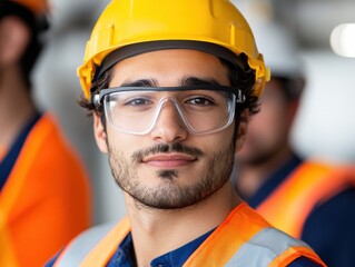 Confident Builder Wearing Protective Equipment at Work