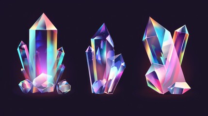 Set of iridescent crystals