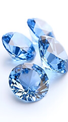 Fototapeta premium Blue gemstone, diamond, crystal, isolated on white background