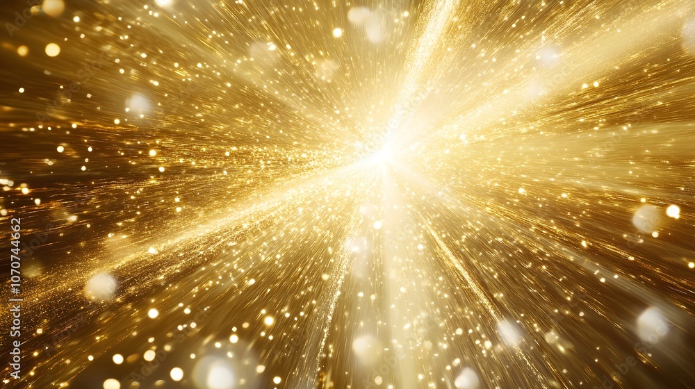Poster abstract golden burst of light with blurred bokeh effects. abstract background. copy space. mockup.