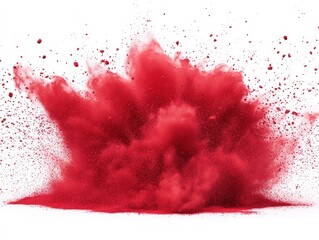 Vibrant Red Powder Explosion on White Background