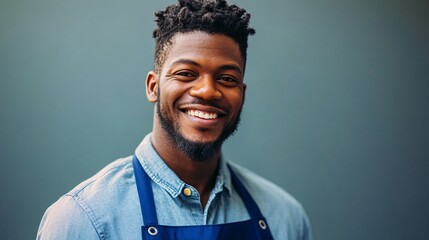 Obraz premium Smiling Janitorial Crew Member Close-Up Portrait