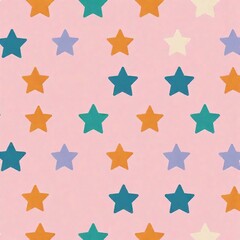 A seamless star pattern with soft pastel stars on a light pink background, creating a gentle texture