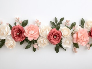 Fototapeta premium Elegant Floral Garland in Soft Blush Tones