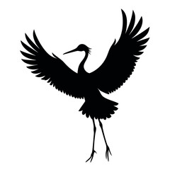 Fototapeta premium a black silhouette of a crane in flight isolated white background