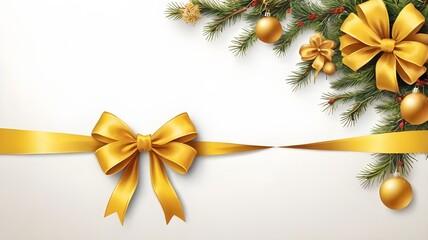 christmas background with golden ribbon