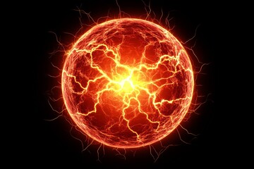 red glowing spherical high-energy plasma 