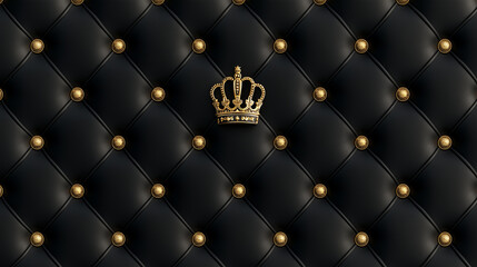 Naklejka premium luxurious, tufted black leather texture, quilted into diamond-shaped sections adorned by an embellishment, for high-end branding or luxury-themed designs, with an elegant and premium quality