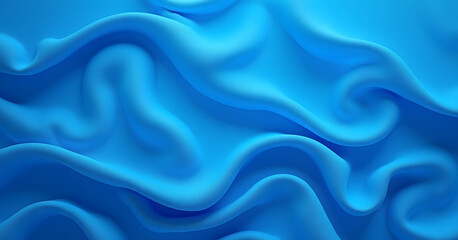 Obraz premium A vibrant blue fabric with fluid, wavy folds, creating a rich and textured abstract design that conveys movement and elegance.