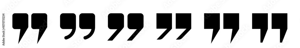 Fototapete a set of black quotation mark icons, commas on a white background. flat comma characters. vector eps