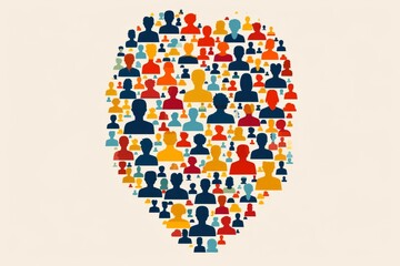 Human-shaped icons creating a backdrop, symbolizing human resources, recruitment themes, high contrast