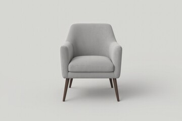 Fototapeta premium Minimalist grey armchair on white background: modern furniture design for contemporary living spaces and interiors.