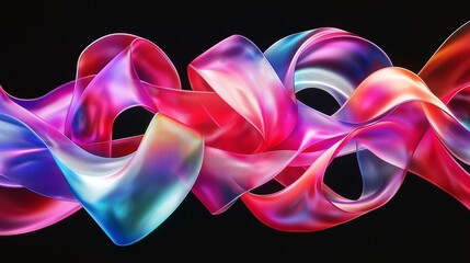 Obraz premium Pastel Gradient Ribbons on Dark Background
