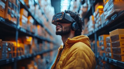 Virtual assistant avatars in AR glasses enhance productivity in a modern warehouse setting