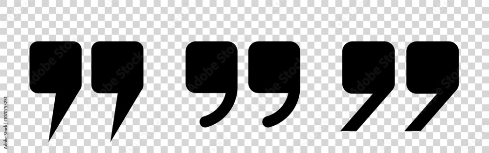 Fototapete a set of black quotation mark icons on a transparent background. quotes, isolated vector icons in th