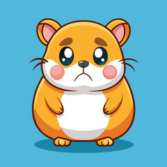 Sad Hamster Cartoon Character vector illustration
