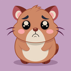 Sad Hamster Cartoon Character vector illustration