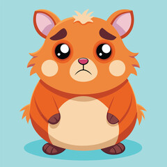 Sad Hamster Cartoon Character vector illustration