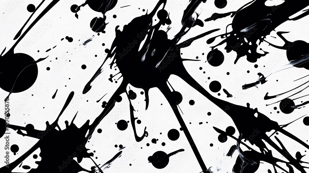 Poster splattered ink on textured canvas