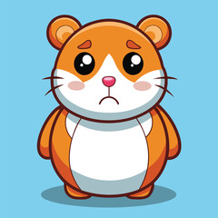 Sad Hamster Cartoon Character vector illustration