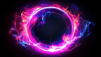 Obraz premium Circular loop frames with dynamic energy showcasing flames and sparks.