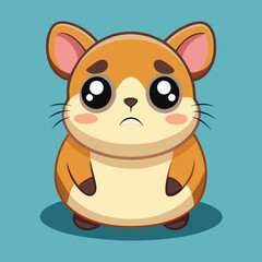 Sad Hamster Cartoon Character vector illustration