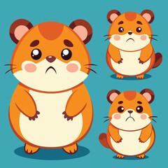 Sad Hamster Cartoon Character vector illustration