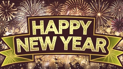 festive banner with the phrase happy new year in enjoy more color liting background image 