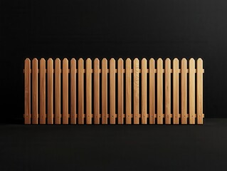 Lowpoly wooden fence segment, rustic style, isolated, 3D illustration