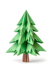 Obraz premium Origami paper Christmas fir tree isolated on white background isolated on white